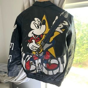 90’s Vintage Mickey Mouse Music Leather Jacket